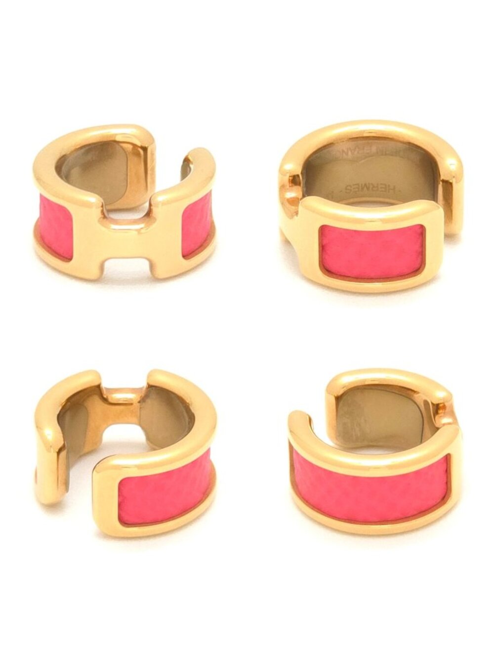 Hermes Olympe PM Ear Cuff Pink Leather Metallic Gold Colored Bag Booklet